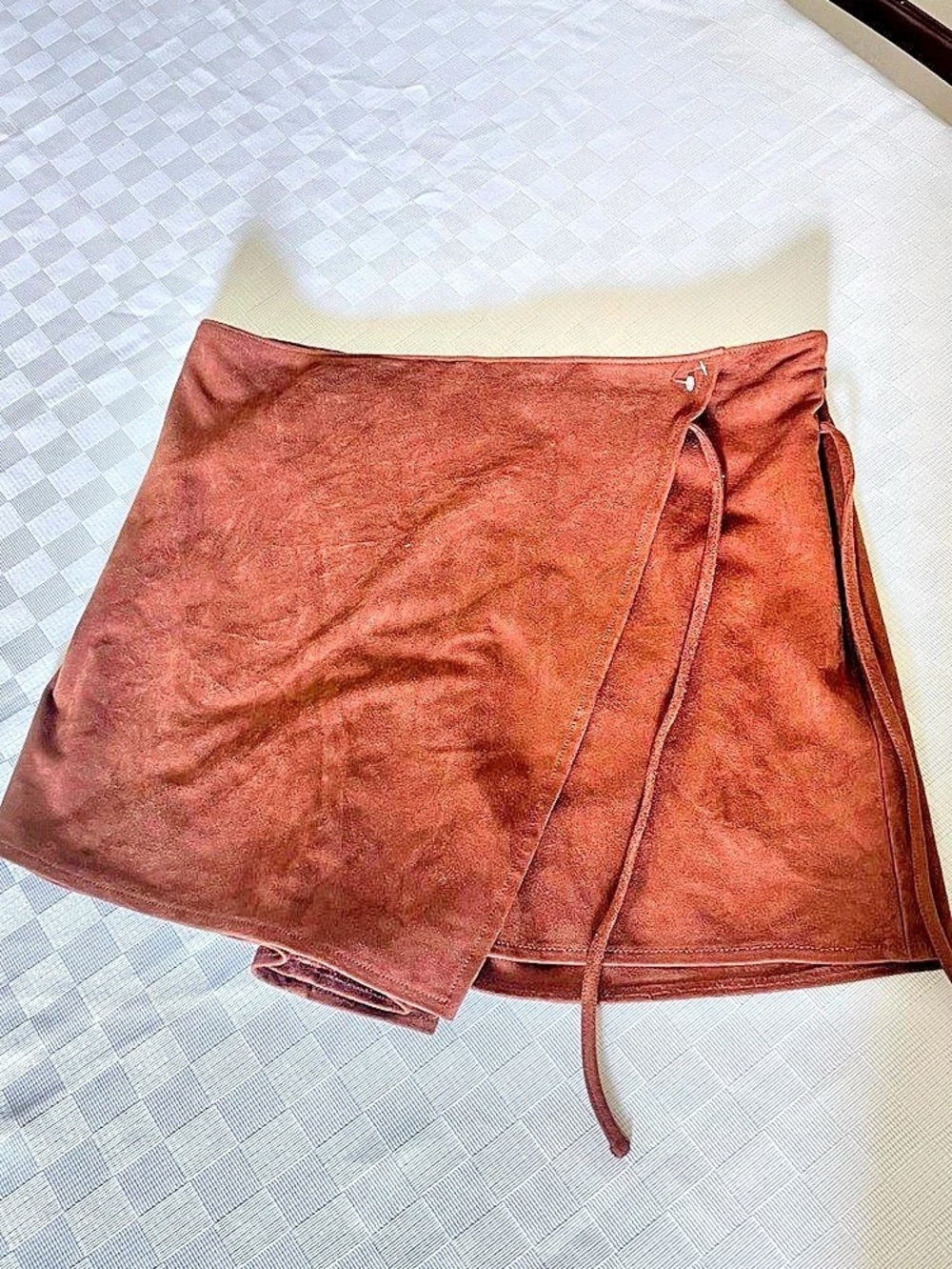 Abercrombie & Fitch Vegan Suede Skort Wrap Brown Large